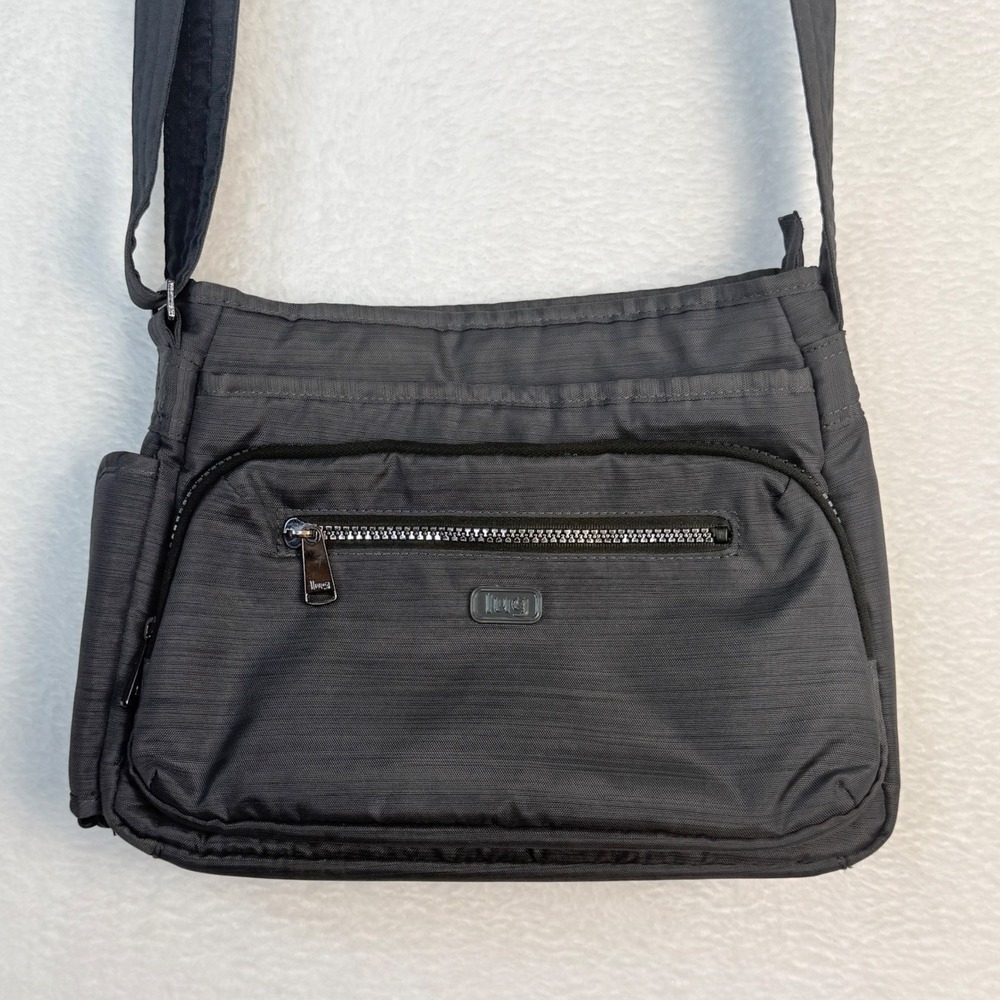 Lug Infinity Shimmy Crossbody Bag Charcoal Gray RFID Purse Pocket Organizer - Picture 2 of 15